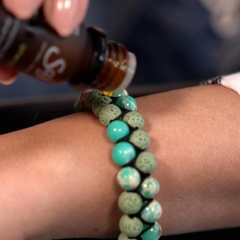 Grüner Ozeanjaspis | Rotguss | Lavastein-Diffusor-Armband
